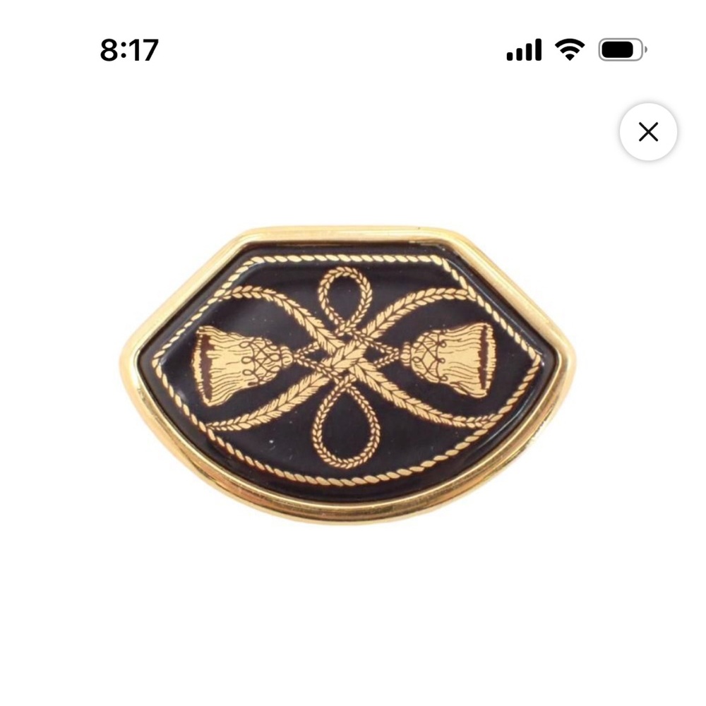 Hermes Black and Gold Brooch 24kt gold plated